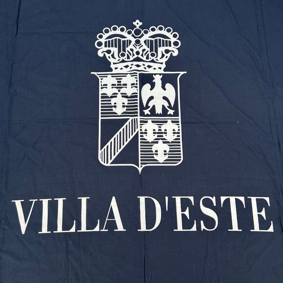 Villa d'Este Italian Crest Banner Cotton Wall Hanging Navy White 60x45 - Picture 2 of 6